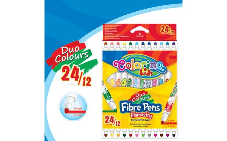 Double colour Fibre Pen 12pcs / 24 colors
