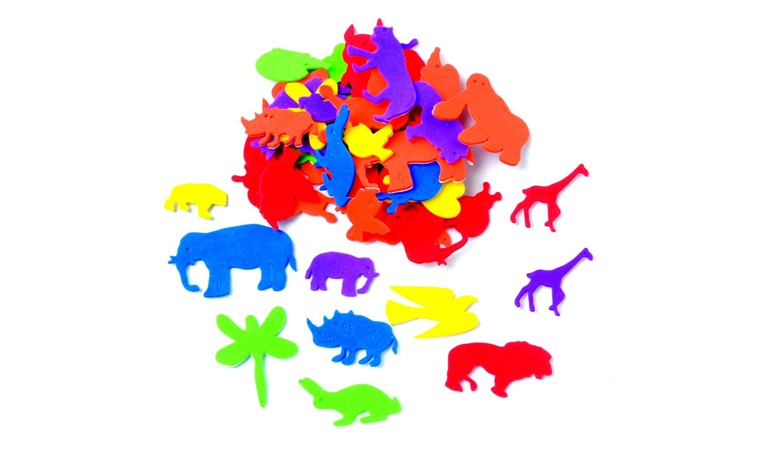 Foam rubber animals 2,5-4cm self-adhesive 50 pcs