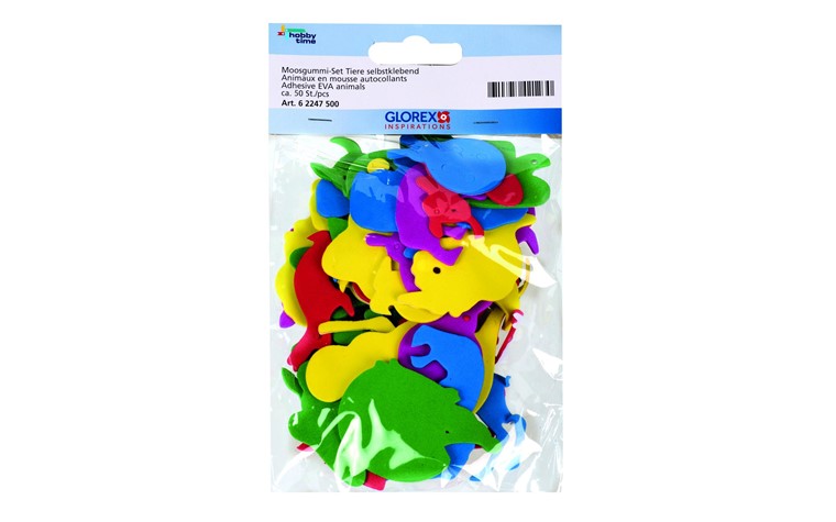 Foam rubber animals 2,5-4cm self-adhesive 50 pcs