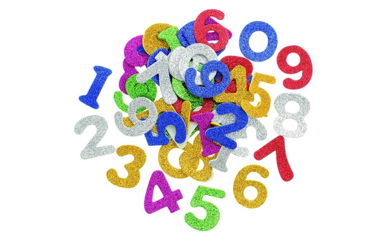 Foam rubber glitter numbers 4cm self-adhesive 50 pcs