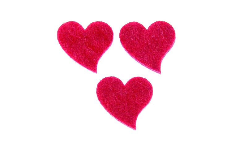 Coeurs en feutrine 1,9x1,9cm 12 pcs