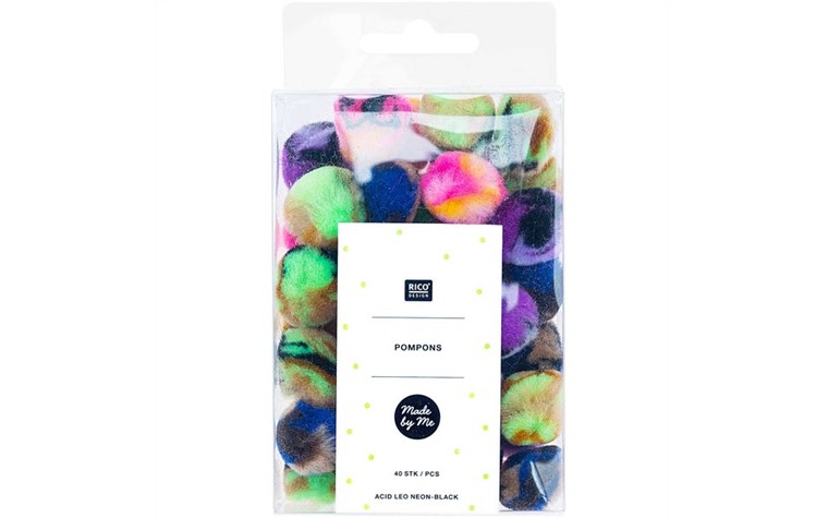 Pompons 40Stk 25mm Neon-Black