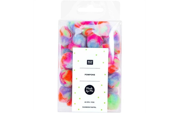Pompons 40Stück 25mm Rainbow-Pastell