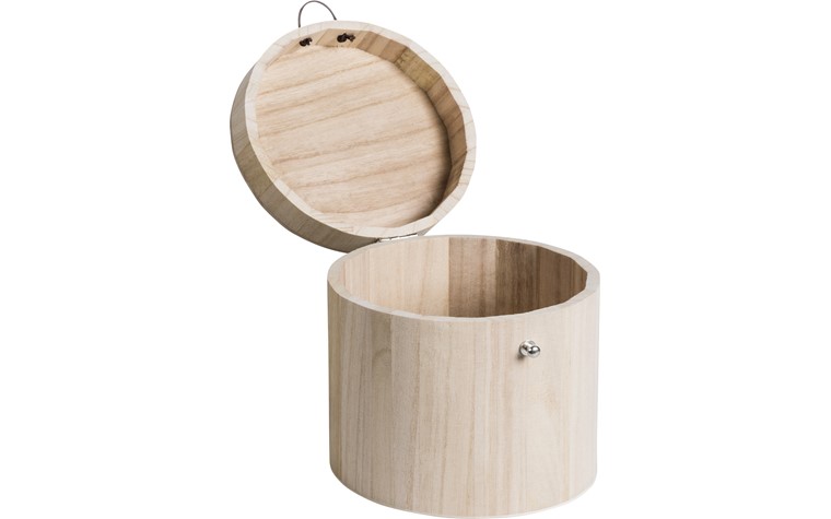 Boîte en bois H15cm ø 15cm avec fermeture