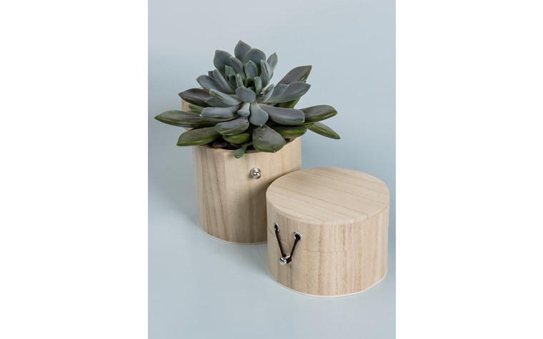 Boîte en bois H15cm ø 15cm avec fermeture