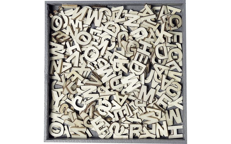 Houten ornamentendoos motief letters 190 Stk