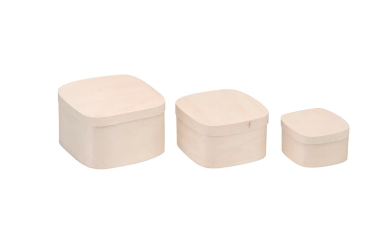 Boîtes en bois de copeaux carrées 8,5x8,5x5cm
