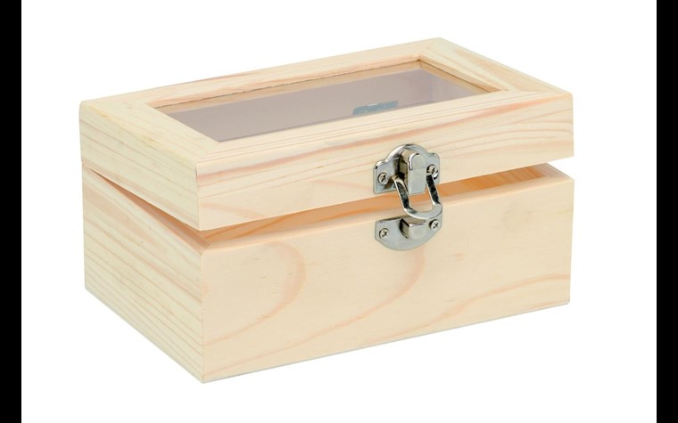 Holzbox mit Glaseinsatz 15x10x8cm