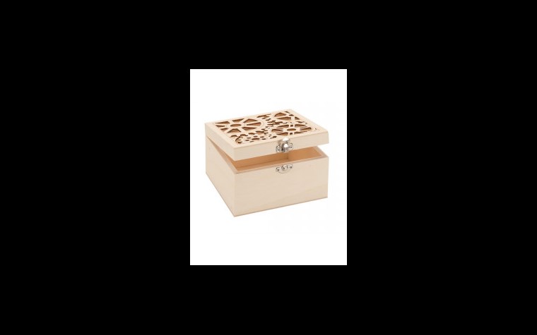 Wooden box with motive wheels 14,8x14,8x9cm