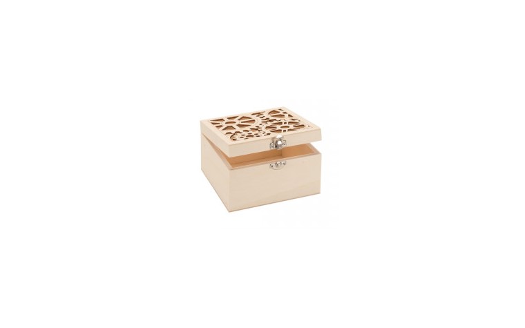 Wooden box with motive wheels 14,8x14,8x9cm