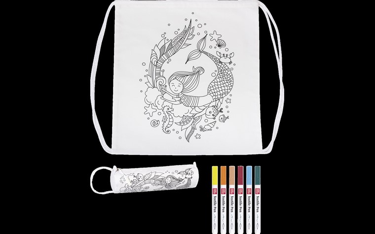Craft Set - Drawing on Fabric - Sports bag+Pensil case Mermaid