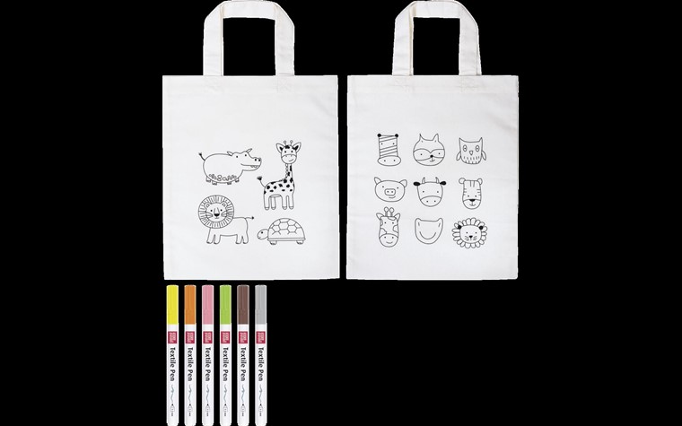 Craft Set - Drawing on Fabric - Kids bag Animals