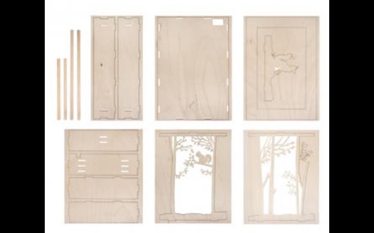 Wooden building kit 3D-motif frame, forest