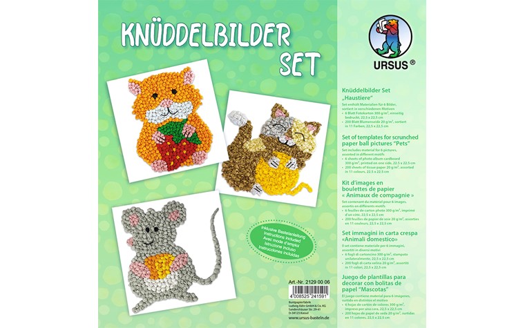 Modèle images à chiffonner 300g animaux domestiques 6pcs
