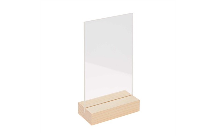 Wooden display natural with double acrylic plate 13x18