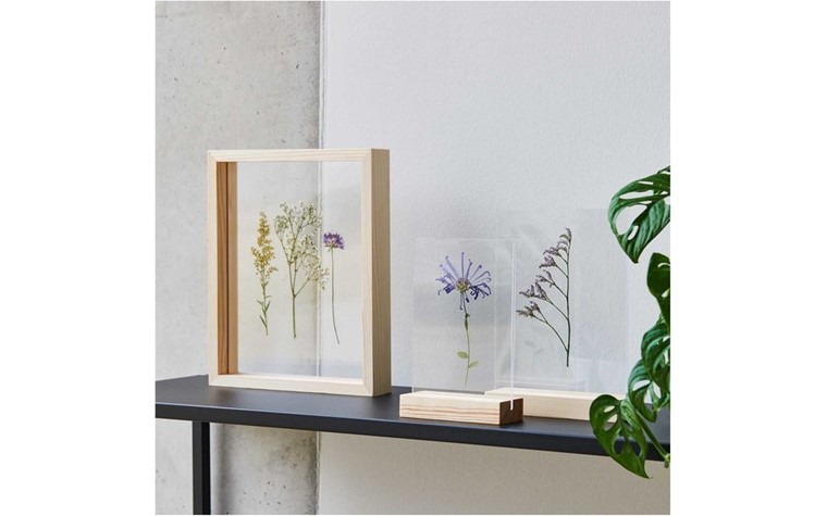 Wooden display natural with double acrylic plate 13x18