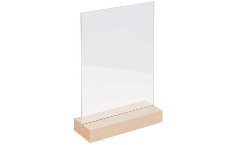 Wooden display natural with double acrylic sheet 10x15