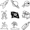Set de tampons pirates+astronaute