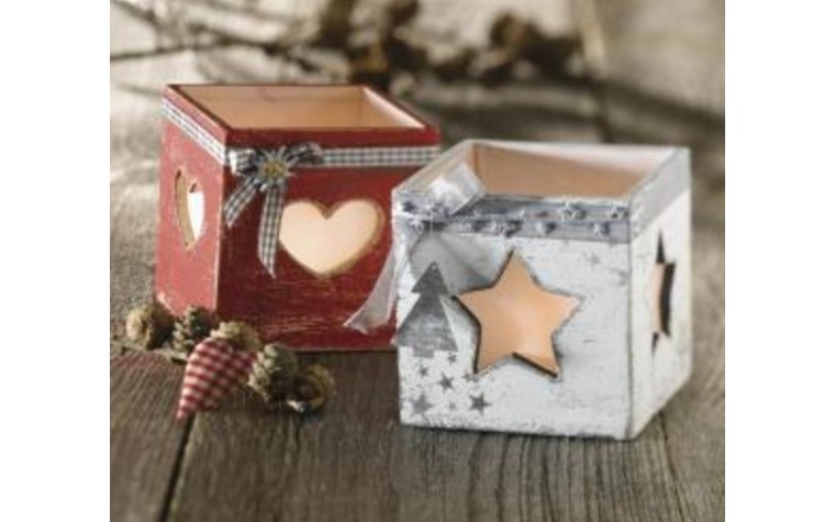 Wooden tealight holder / Note box, heart's content