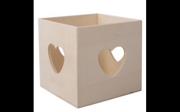 Wooden tealight holder / Note box, heart's content