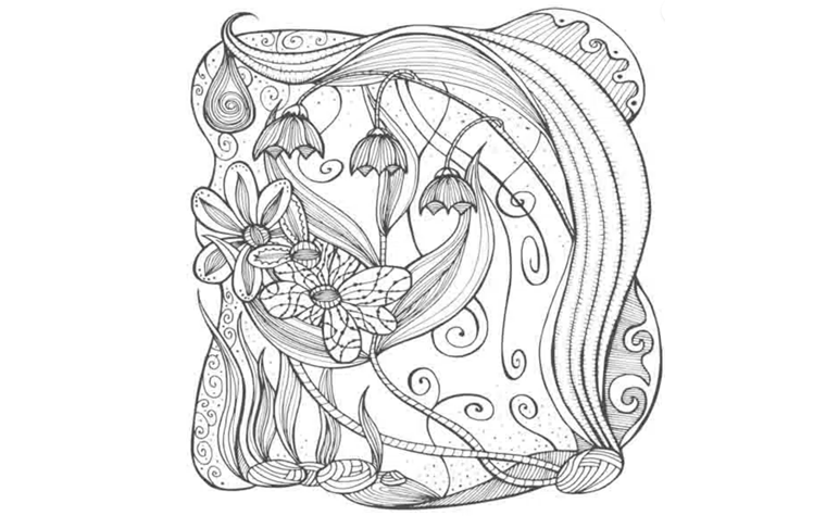Tangle Raam 40x40 - Bloemen Art Nouveau